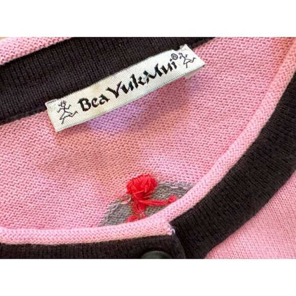 BEA YUK MUI Pink Cupcake Design Cardigan Sweater Sz Small - Picture 5 of 8